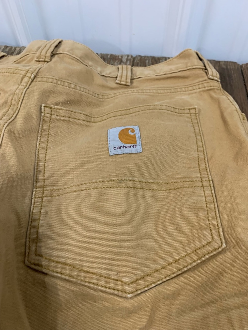 Carhartt Tan Work Pants with Back Pocket Logo